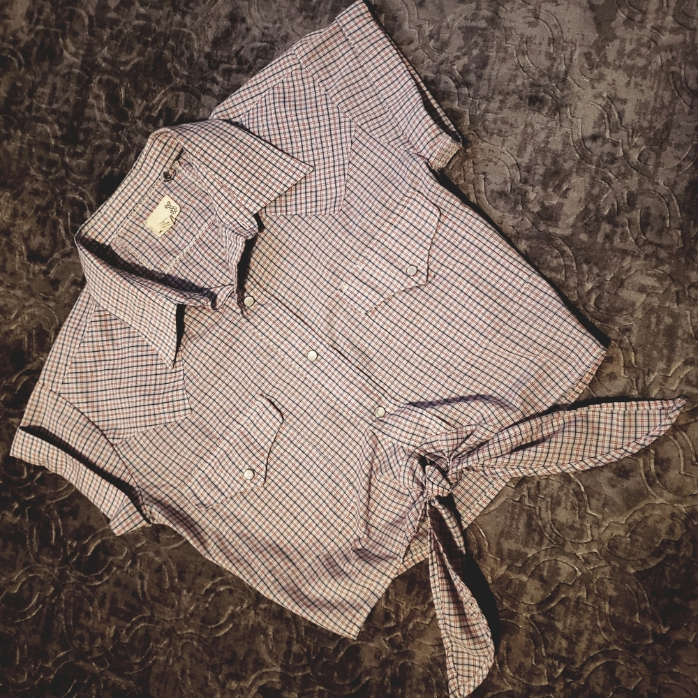 Cute rockabilly snap button cowboy shirt Small